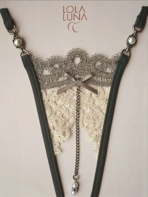 Ouvert-String PONDICHERY OPEN Taupe-ecru Lola Luna – Bild 3