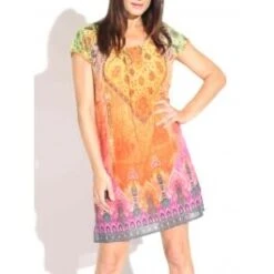 Baumwolle Batist Dress MARAKESCH Orange-lila Von Gattina