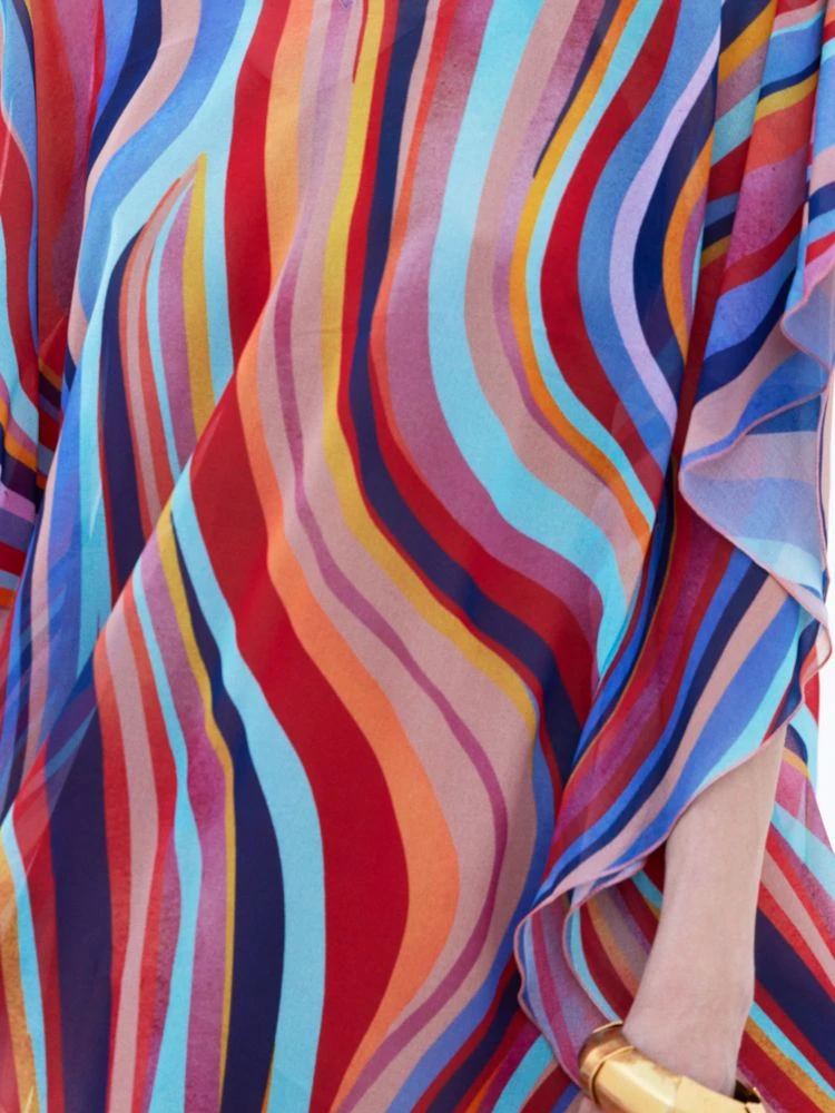 Chiffon Kaftan MULTICOLOR WAVES Bunt Von Luna Di Seta – Bild 7