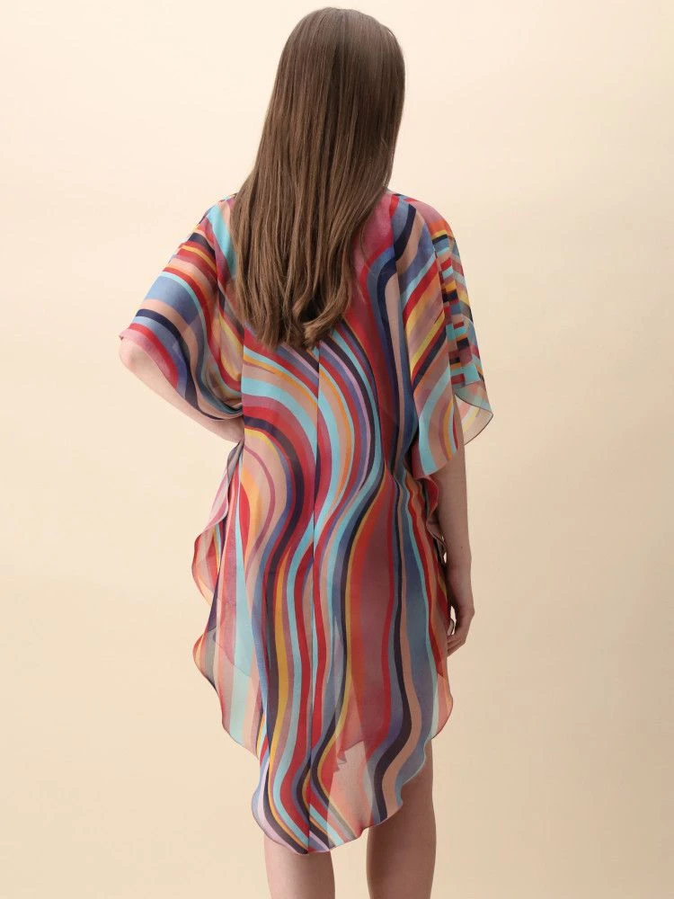 Chiffon Kaftan MULTICOLOR WAVES Bunt Von Luna Di Seta – Bild 4