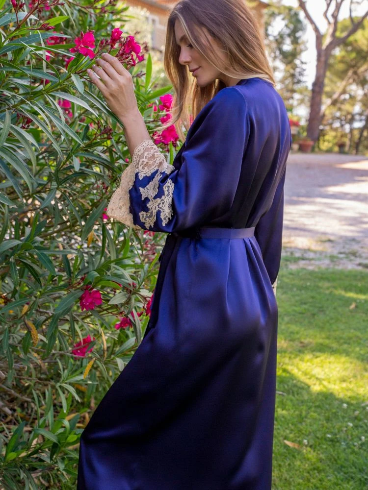 100% Seide Morgenmantel Lang MARJOLIE No. 9 Von Marjolaine – Bild 7