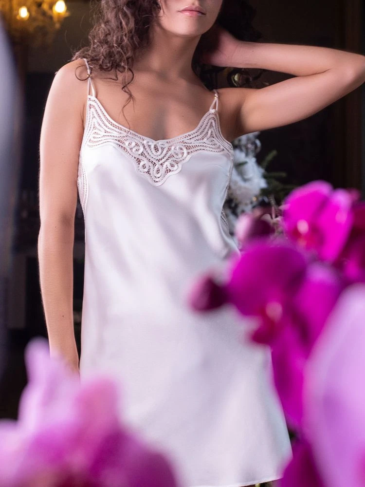 100% Seide Neglige SOIE FANTAISIE Uni Marjolaine – Bild 11