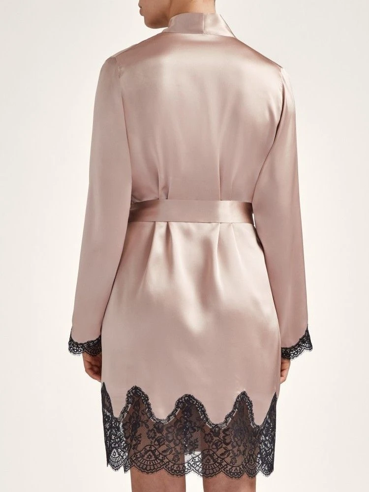 100% Seide Kimono TOI MON AMOUR Altrosa-schwarz Von Aubade – Bild 4