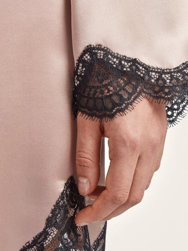 100% Seide Kimono TOI MON AMOUR Altrosa-schwarz Von Aubade – Bild 5