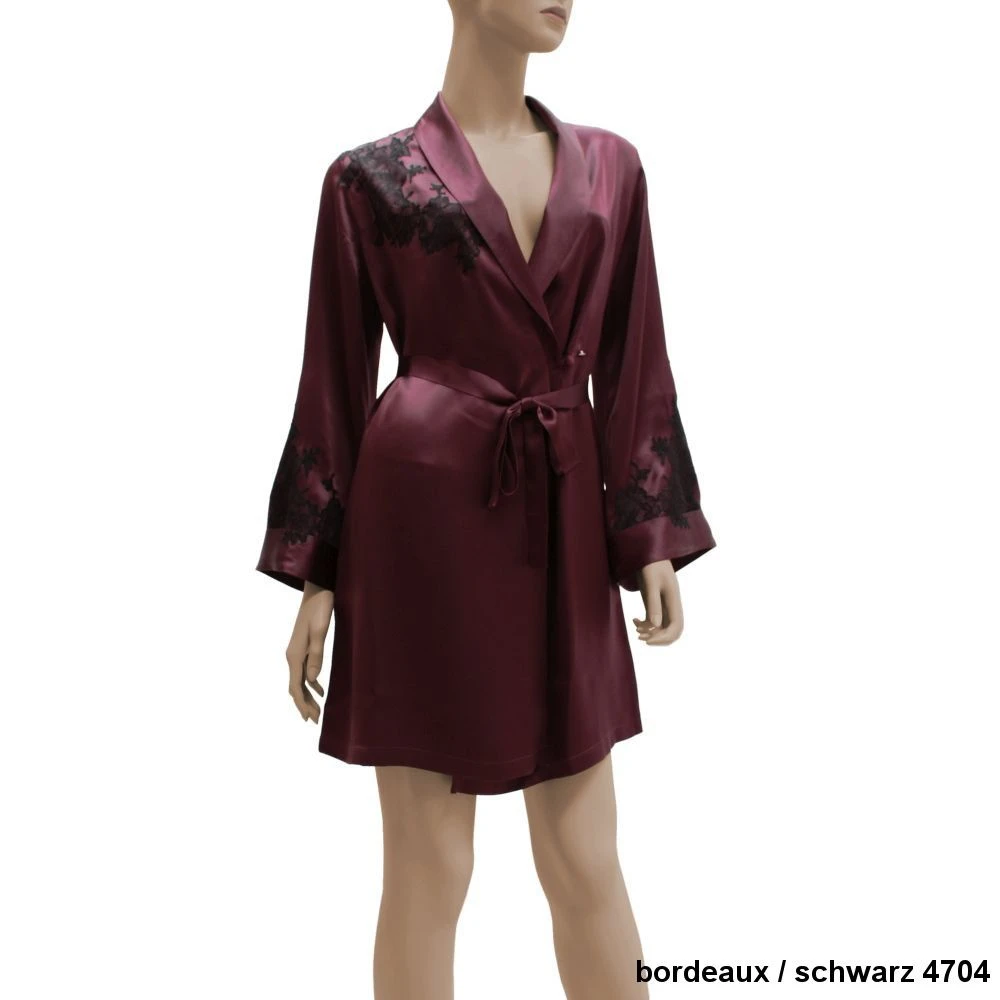 100% Seide Morgenmantel BACCARAT Mit Spitze Von Marjolaine – Bild 4