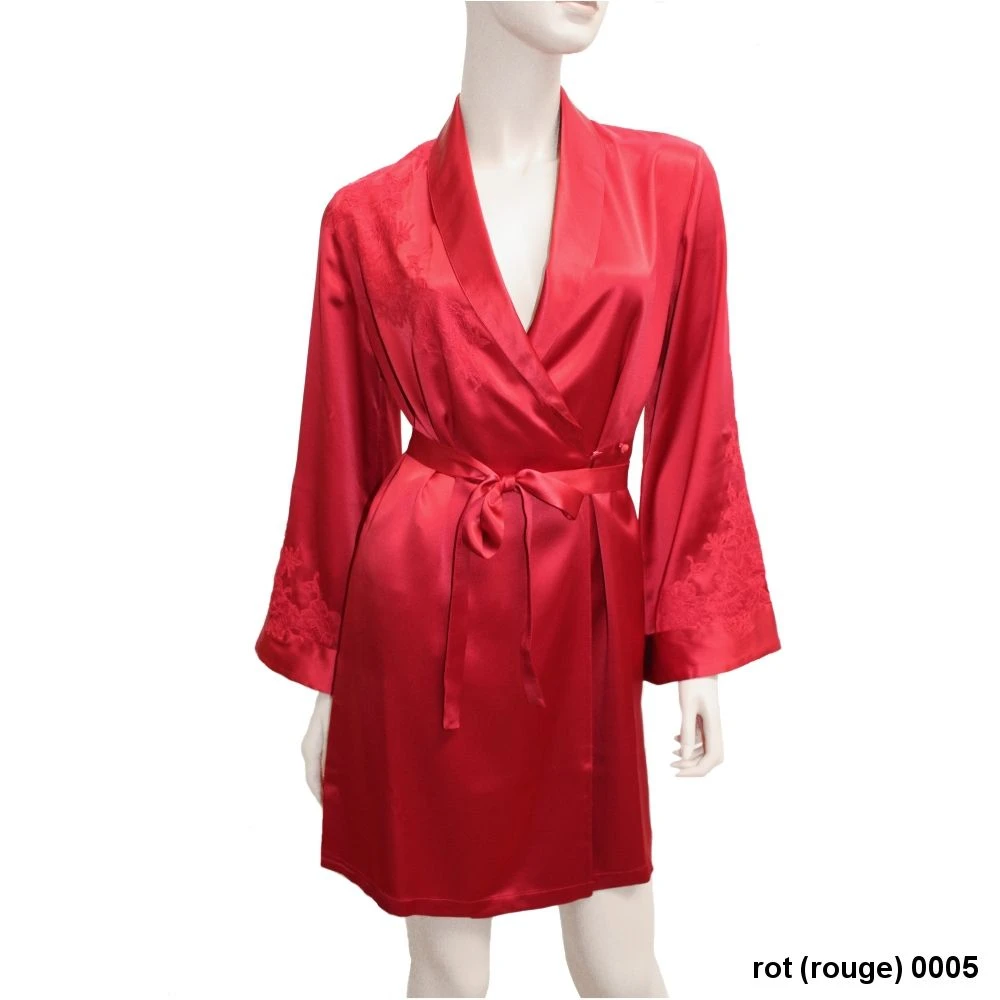 100% Seide Morgenmantel BACCARAT Mit Spitze Von Marjolaine – Bild 2