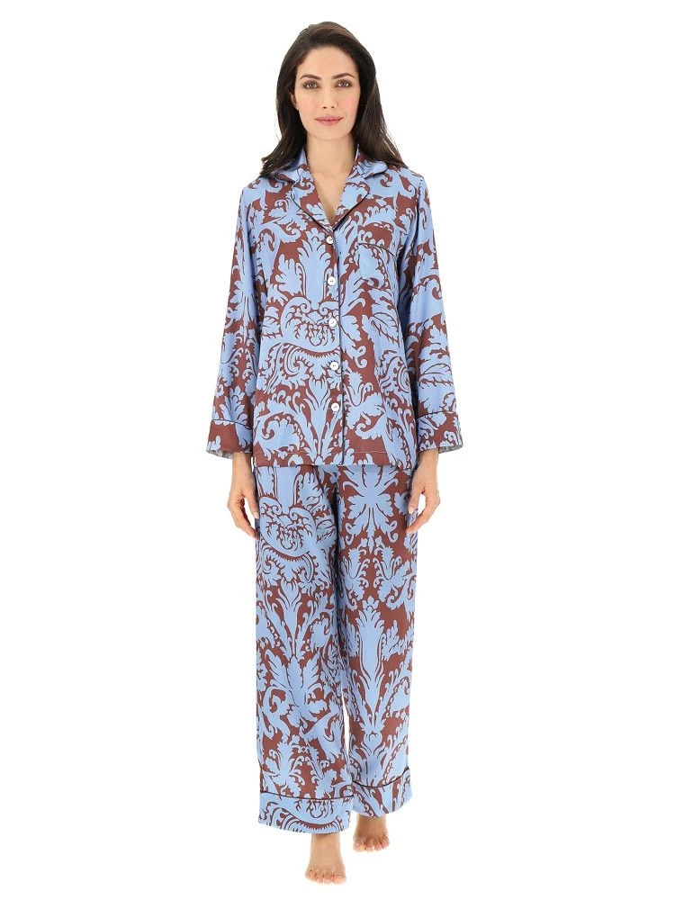 100% Seide Schlafanzug DAMASK LAVENDER Von Luna Di Seta – Bild 4