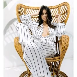 Seide Schlafanzug STREIFEN Von Luna Di Seta