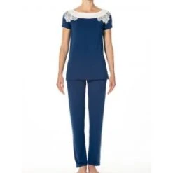 Sommer Pyjama CAMILLA Blau-weiß Aus Modal Von Imec