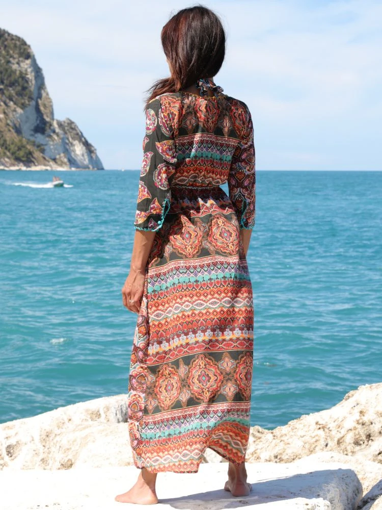 Seidenbatist Strandkleid BERENICE VERDE Schwarz-bunt Von Laetitia Beachwear – Bild 6